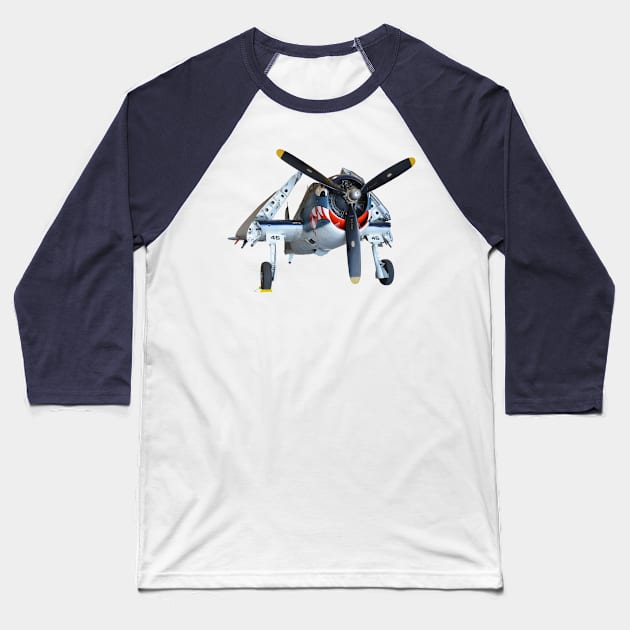 F6F Hellcat (front print) Baseball T-Shirt by Doc Dakota's Trading Post